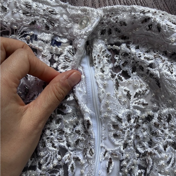 VINTAGE Handmade Lace Sequin Pencil Skirt - Size S/XS - Picture 4 of 4